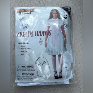New Spooky Twins Kids Costume-Blue and Pink Creepy Twins Size Medium